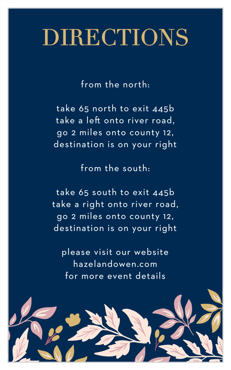 Floral Star Foil Bat Mitzvah Direction Cards