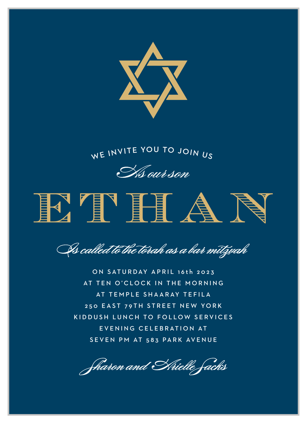 Precious Traditions Bar Mitzvah Invitations