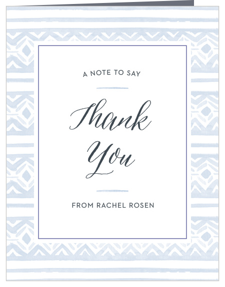 Watercolor Ikat Bat Mitzvah Thank You Cards