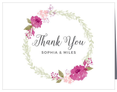 Watercolor Wreath Wedding Thank You Cards