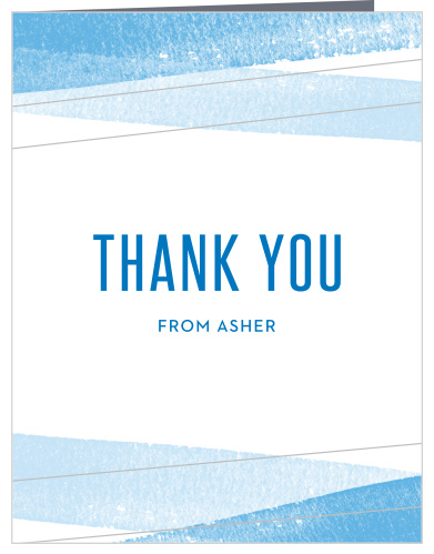 Watercolor Stripes Bar Mitzvah Thank You Cards