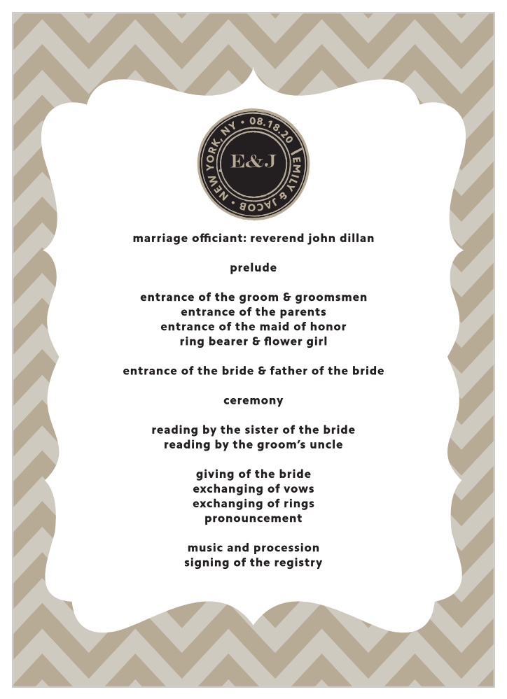 Zig Zags Wedding Programs