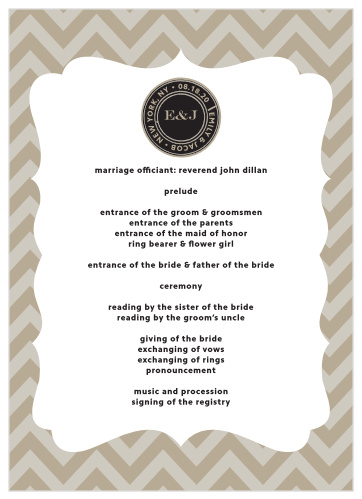 Zig Zags Wedding Programs