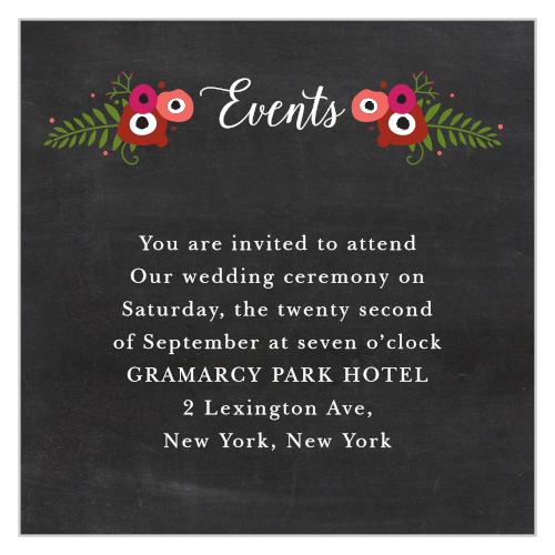 Chalkboard Blossom Ceremony Cards