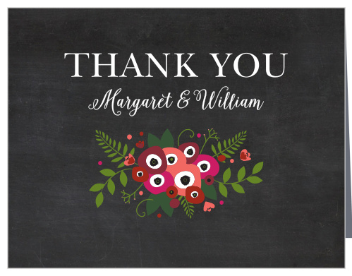 Chalkboard Blossom Wedding Thank You Cards