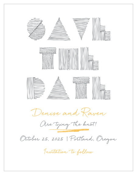 Very unique in design, the Simply Sketched Save-the-Date Magnets appear as if they were hand drawn with each recipient in mind. 