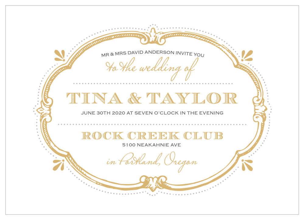 Vintage Label Foil Wedding Invitations