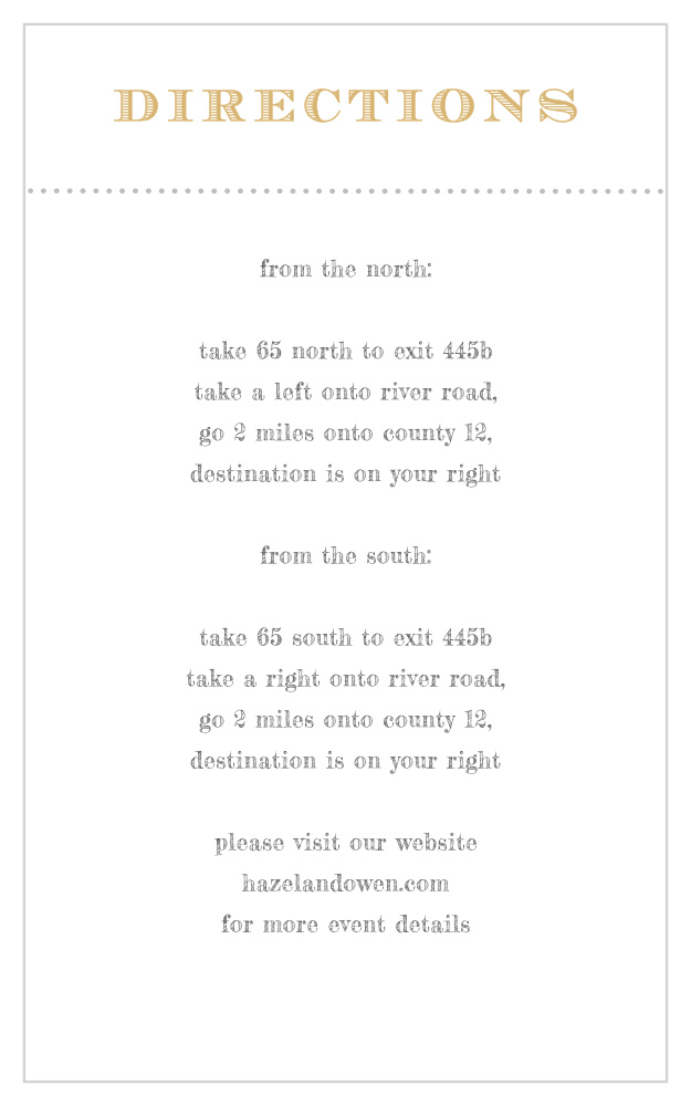 Vintage Label Foil Direction Cards