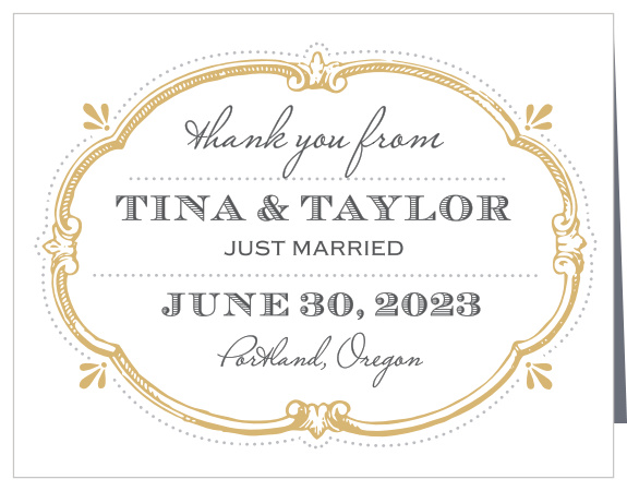 Vintage Label Foil Wedding Thank You Cards