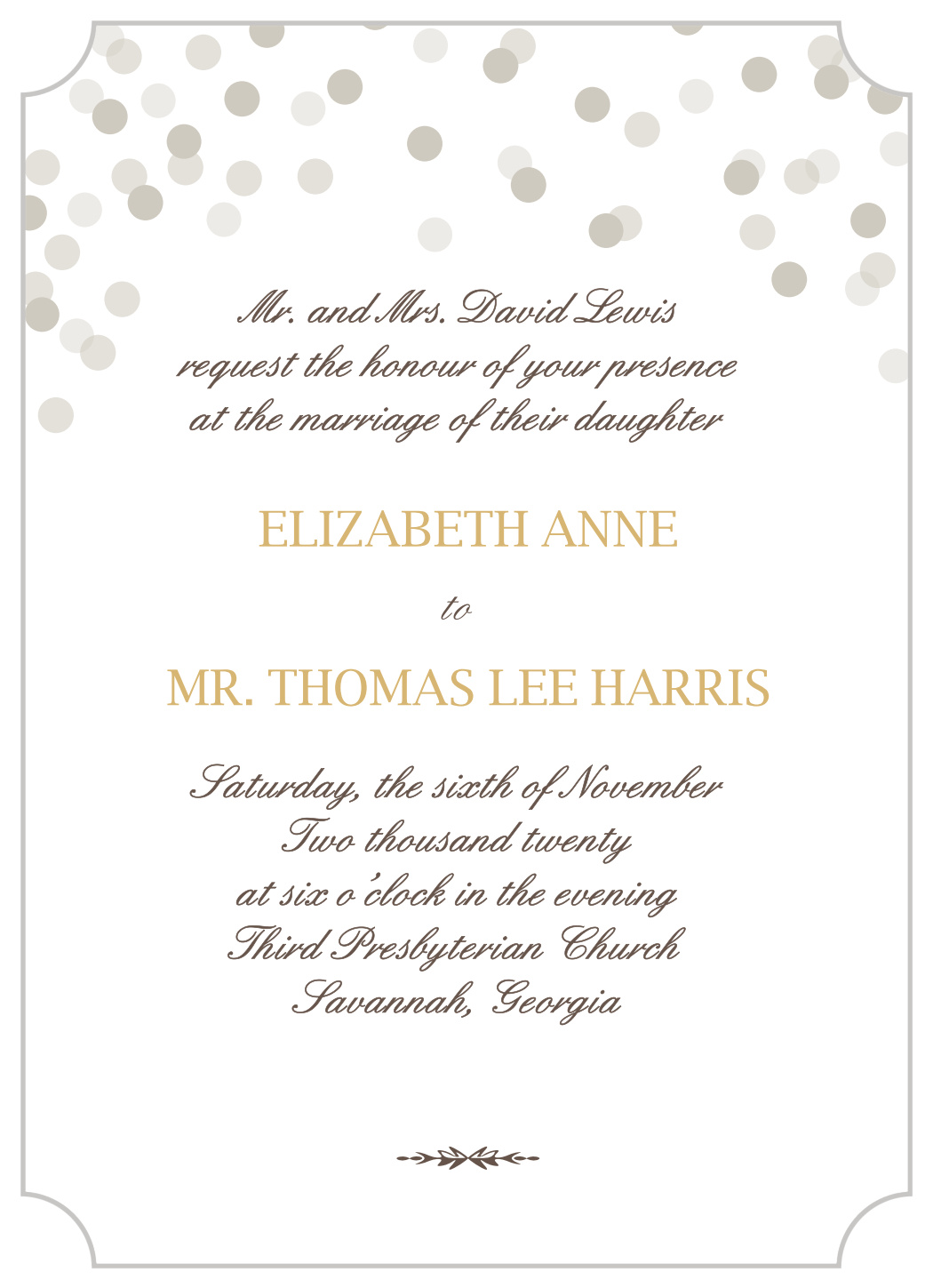 Glamorous Confetti Wedding Invitations