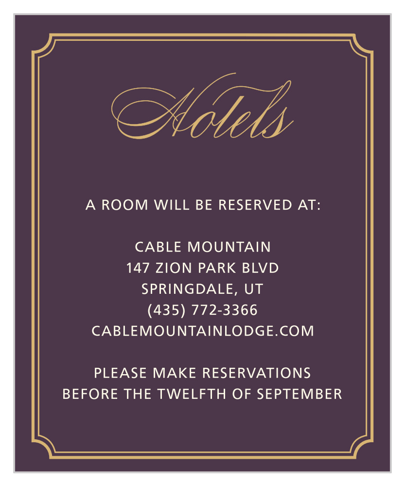 Style & Grace Foil Accommodation Cards