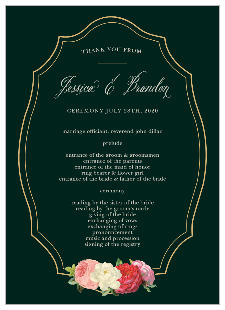 Vintage Florals Foil Wedding Programs