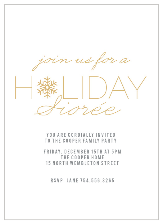 The Snowflake Soiree Foil Holiday Party Invitations is the perfect invitation to any Holiday Party.