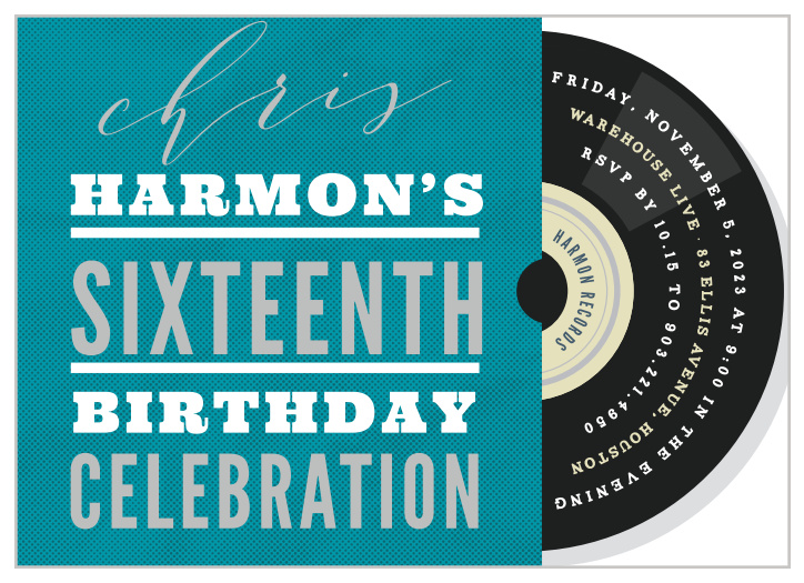 Make his sixteenth birthday as classic as a record with our Vinyl Record Foil Sweet Sixteen Party Invitations.