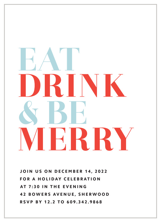 Simply Bold Holiday Party Invitations are true to their name: simple, bold, and beautifully designed.