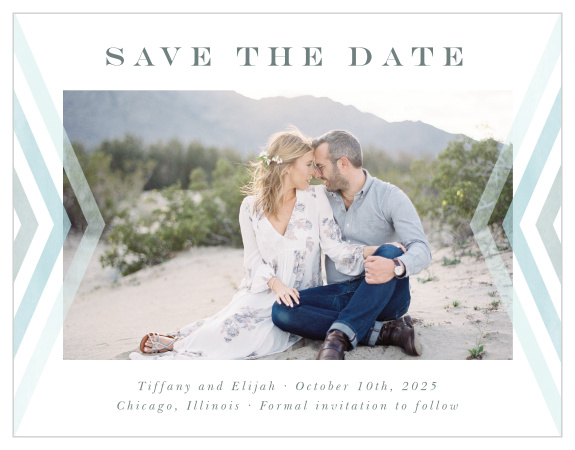 Family and friends are sure to rush to their calendars to mark your wedding date when they see our Chevron Arrow Save the Date Magnets. 