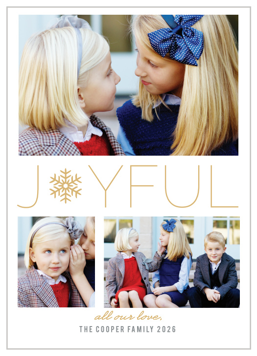Make sure your family and friends receive your holiday greeting with the Snowflake Soiree Foil Holiday Cards.