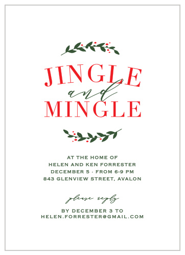 Few things say "holiday season" like bright festive reds and deep forest greens; with that in mind, we've decided to use them as the primary colors on our Family Portraits Holiday Party Invitations.