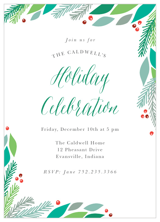 Send Pine Frame Holiday Party Invitations to warm your family's hearts with an invitation to your winter celebration!