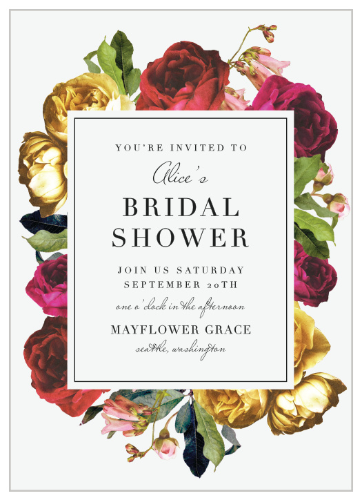 You can not get much more floral than our Blossoming Bouquet Bridal Shower Invitations!