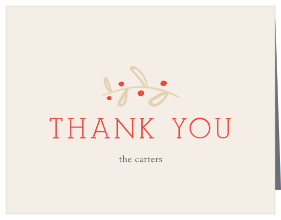 Let your guests know your gratitude by sending them a Wheat and Cherry Christmas Thank You Card.