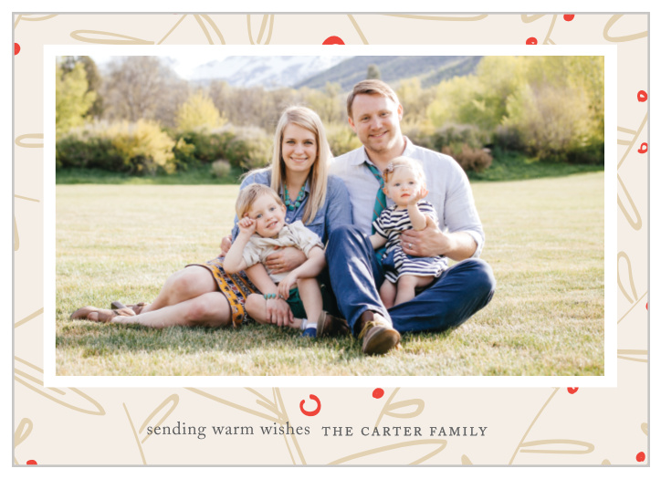 Send your friends and family warm wishes with the Wheat and Cherry Christmas Cards.
