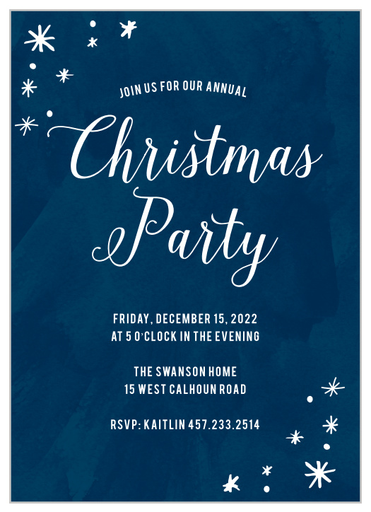 Choose the Painted Stars Christmas Party Invitations to welcome your friends and family to share your cheery holiday spirit with you this winter!