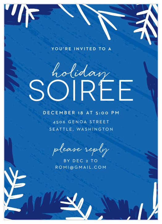 A perfect play of modern and classic, the Minty Leaves Party Invitations are a wonderful way for you to welcome your loved ones to your holiday celebrations this winter.