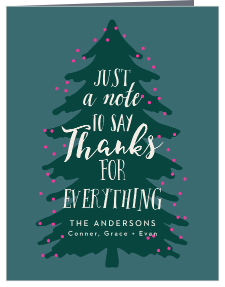 Make sure your gratitude cards are as cool as the season with Merry Tree Christmas Party Thank You Cards.