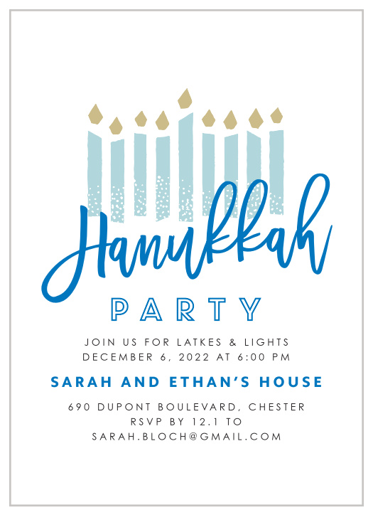 To celebrate Hanukkah this year, send out Modern Handwritten Hanukkah Holiday Party Invitations to your friends and family. 