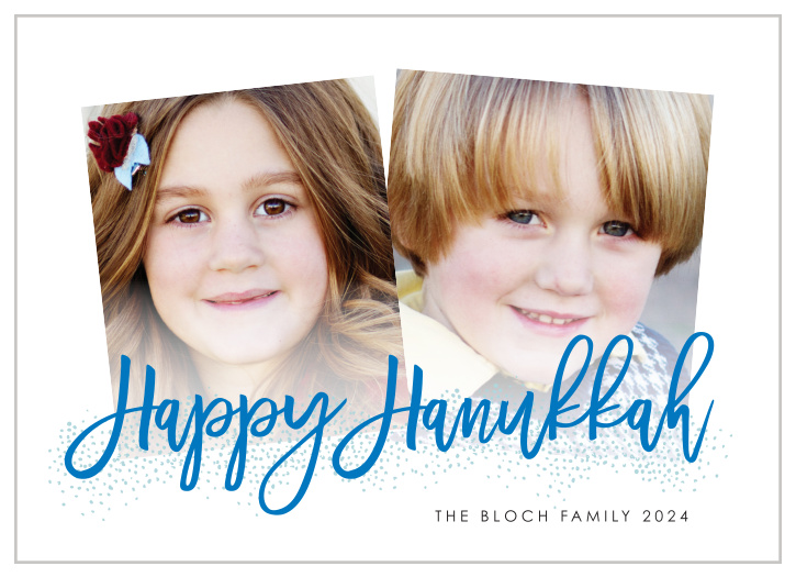 With two slightly askew photos serving as the centerpiece of our Modern Handwritten Hanukkah Cards, you can be confident that your loved ones will appreciate the holiday wishes.