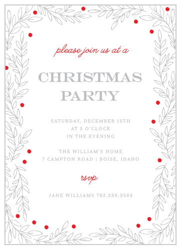 Invite your guests to your Rustic Holiday Party with the Rustic Vines Christmas Party Invitations.