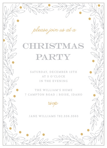 Invite your guests to your Rustic Holiday Party with the Rustic Vines Foil Christmas Party Invitations.