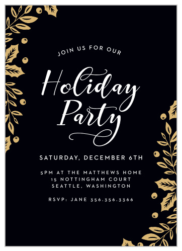 Elegant Holly Foil Holiday Party Invitations are as elegant as they are difficult to say.