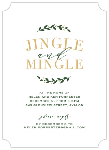 Few things say "holiday season" like bright festive golds and deep forest greens; with that in mind, we've decided to use them as the primary colors on our Family Portraits Foil Holiday Party Invitations.