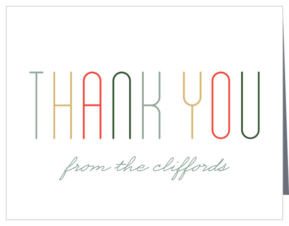  Send your gratitude using the cool style of the Merry Multicolored Thank You Card.