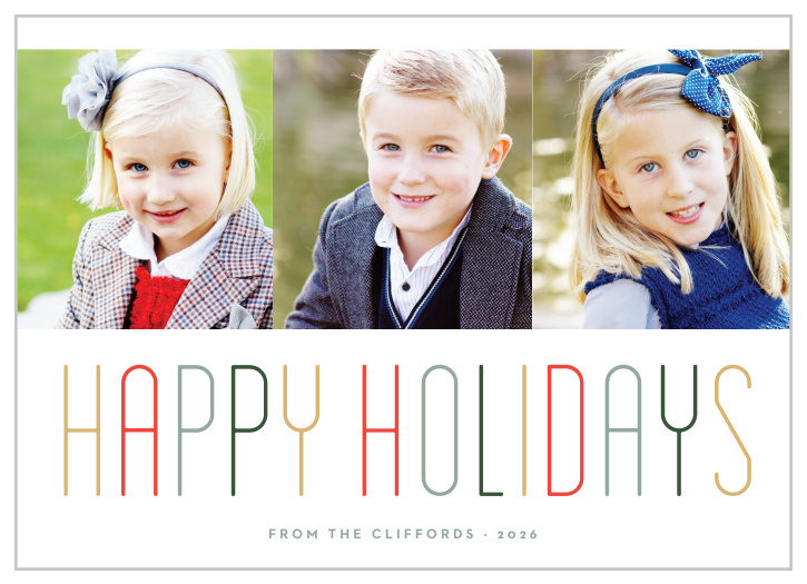 Spread the holiday cheer to your friends & family with the modern style of the Merry Multicolored Holiday Card