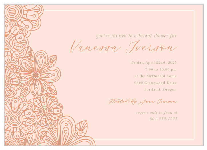 Gather your family and friends together for pre-wedding festivities with the chic look of our Pink Paisley Flower Bridal Shower Invitations. 