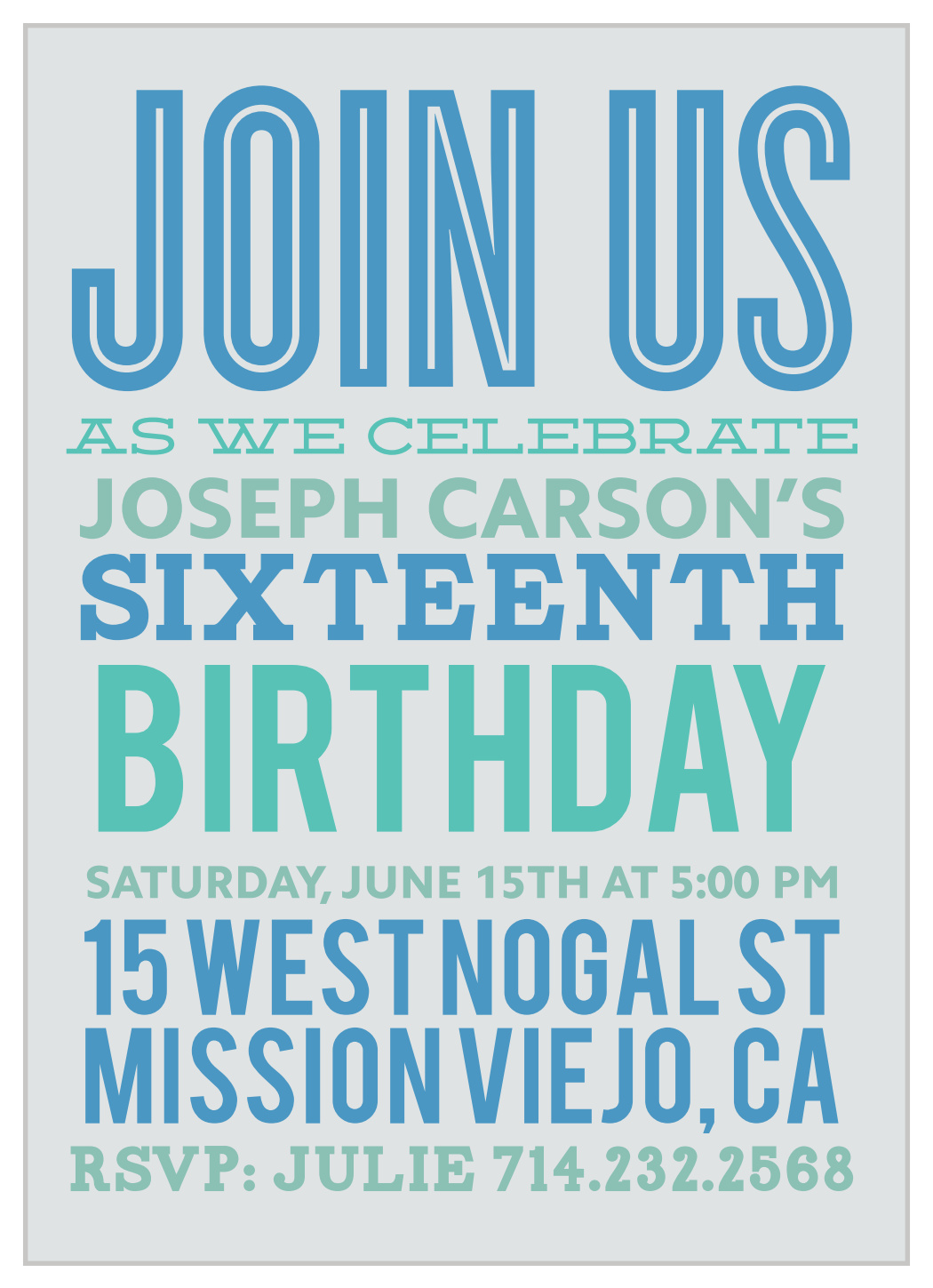 Bold Stack Sweet Sixteen Invitations