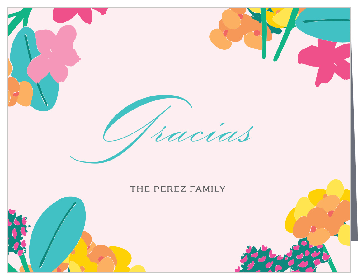 Festive Bouquet Quinceañera Thank You Cards