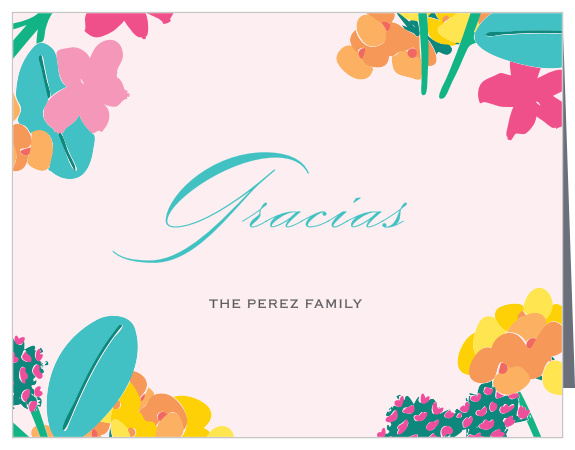 Festive Bouquet Quinceañera Thank You Cards