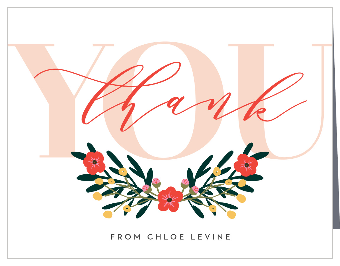 Festive Floral Sweet Sixteen Thank You Cards