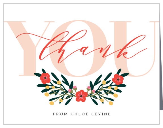 Festive Floral Sweet Sixteen Thank You Cards