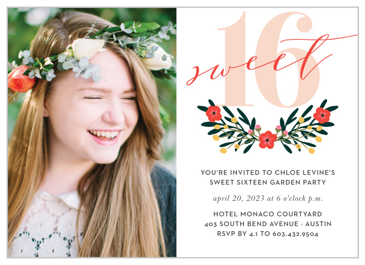 Set the tone for her party with Festive Floral Party Invitations.