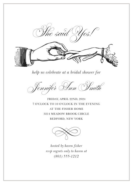 The Proposal Bridal Shower invitation reminds you of the moment you said yes!  You can customize this invite to meet your style!