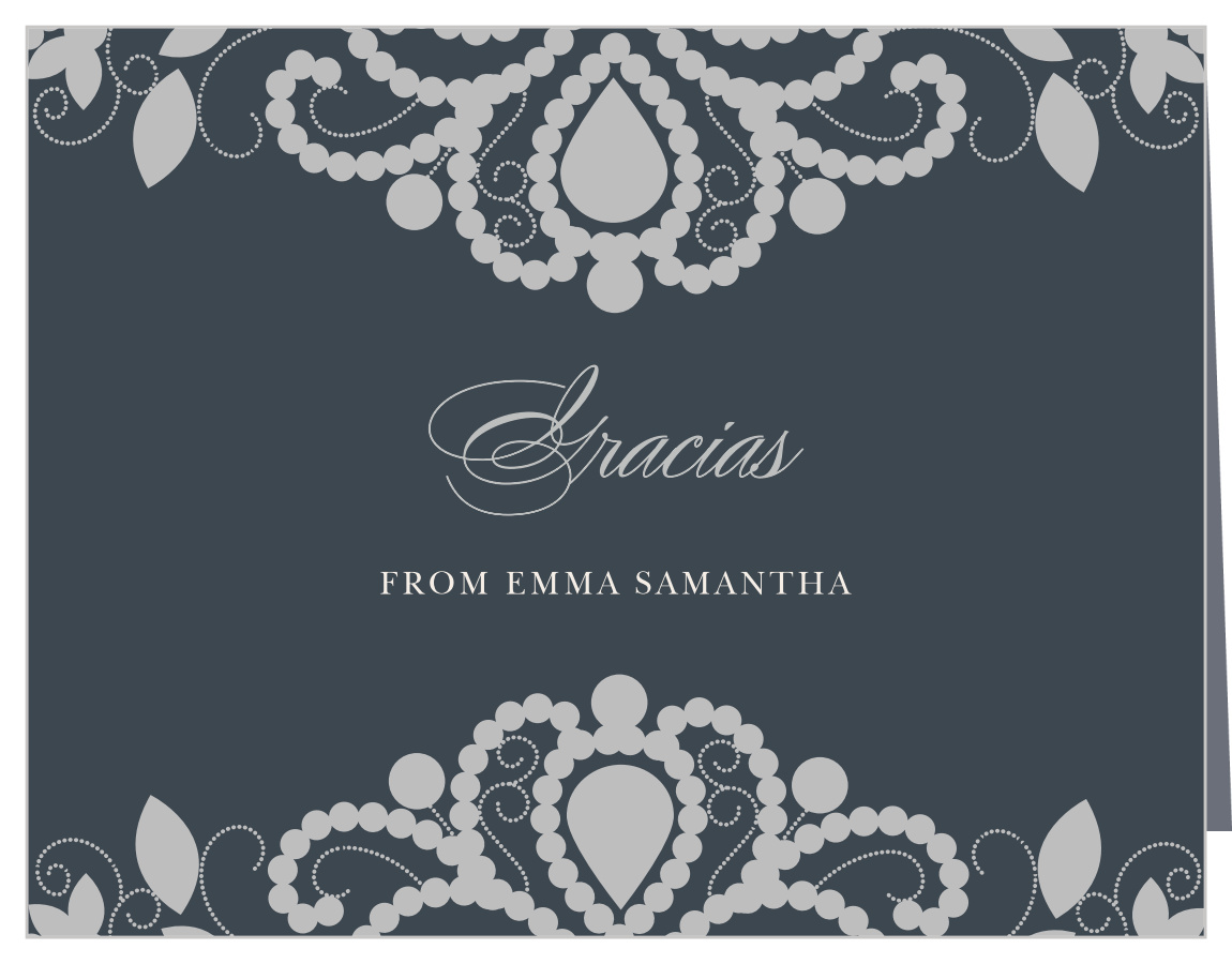 Luxurious Lace Foil Quinceañera Thank You Cards