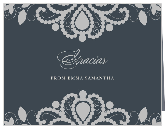 Luxurious Lace Foil Quinceañera Thank You Cards