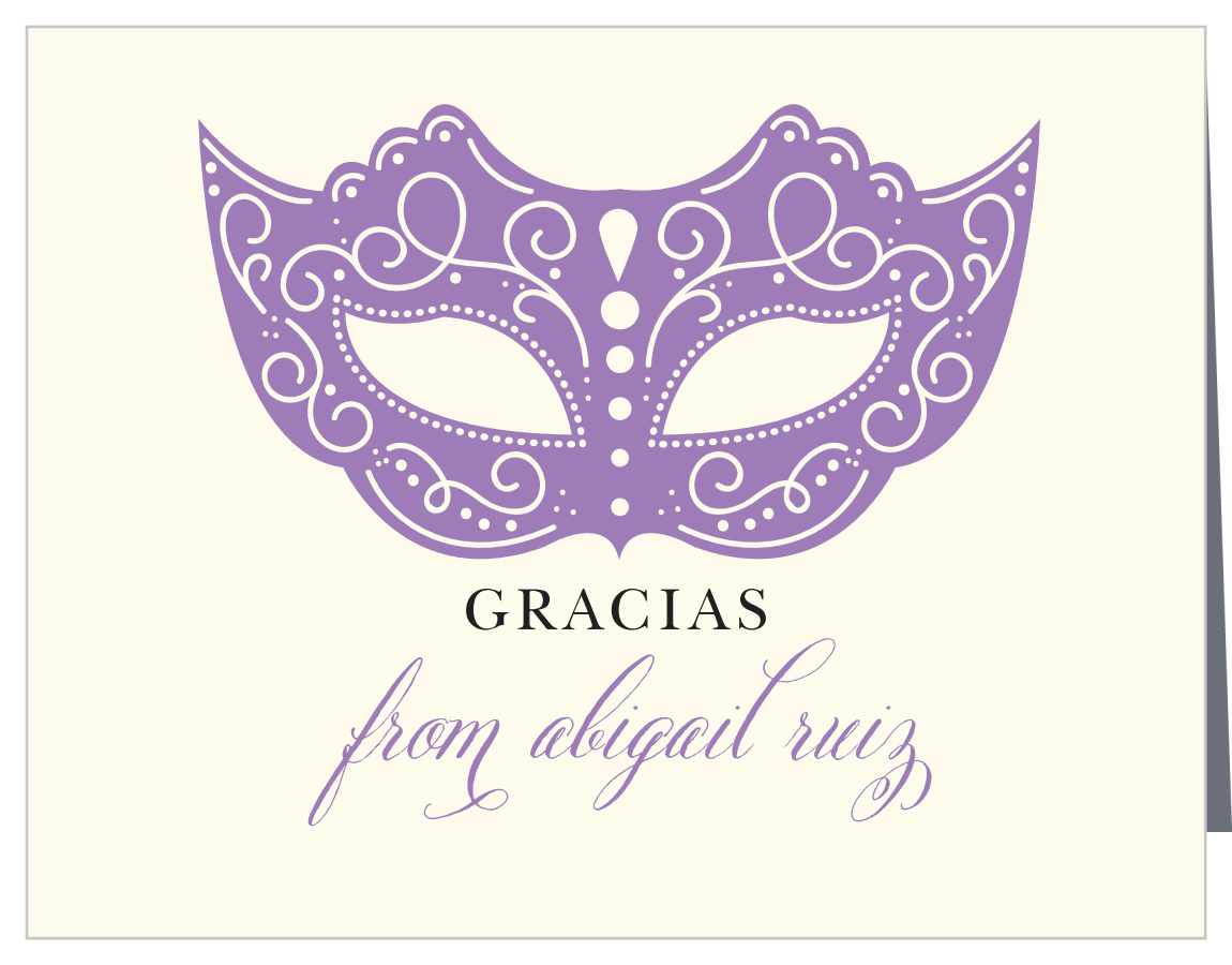 Masquerade Mask Quinceañera Thank You Cards