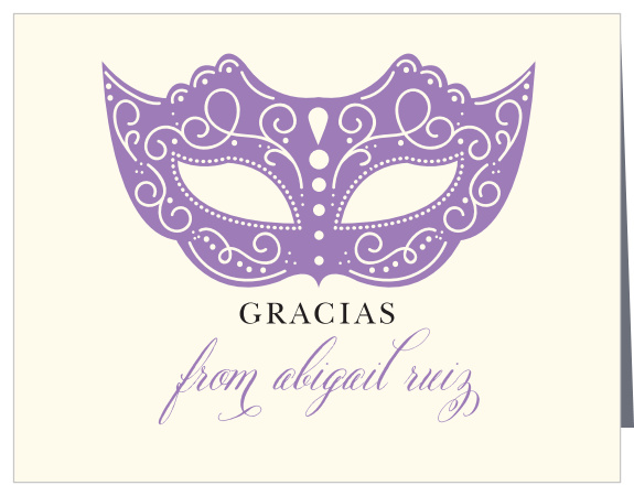 Masquerade Mask Quinceañera Thank You Cards
