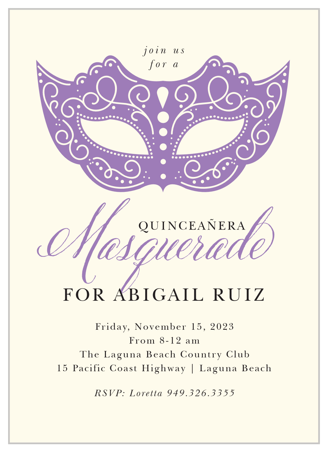 Masquerade Mask Quinceañera Invitations